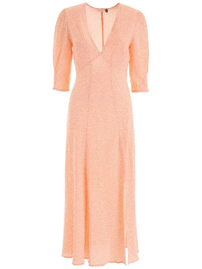 Shop Rixo London Martha Long Dress In Camel White (pink)