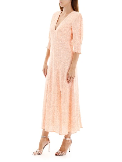 Shop Rixo London Martha Long Dress In Camel White (pink)