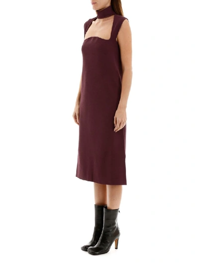 Shop Bottega Veneta Midi Dress In Merlot (purple)