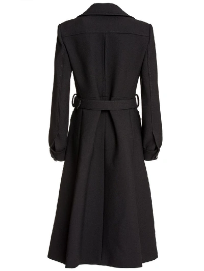 Shop Gucci Belted Wool Coat In Black In Nero