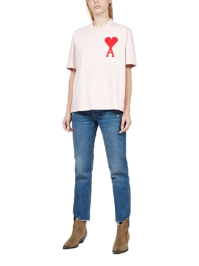 Shop Ami Alexandre Mattiussi Short Sleeve T-shirt In Rose Pale