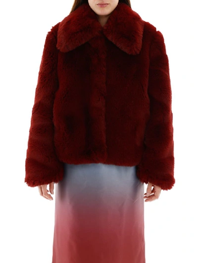 Shop Sies Marjan Felice Faux Fur Jacket In Blackberry (red)