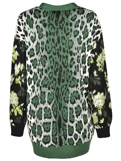 Shop Msgm Leopard Pattern Cardigan In Green
