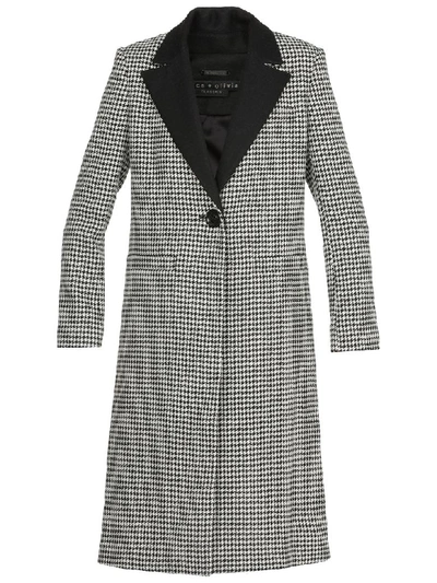Shop Alice And Olivia Houndstooth Coat In Black/white