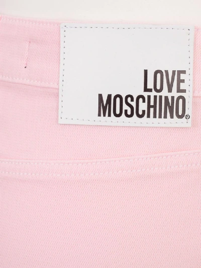 Shop Love Moschino Skirt Denim W/heart On Pockets In Pink