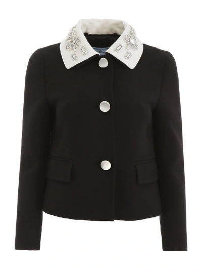 Shop Prada Crystal-embellished Jacket In Nero Bianco (black)