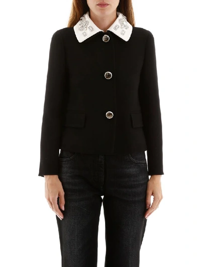 Shop Prada Crystal-embellished Jacket In Nero Bianco (black)