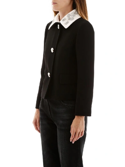 Shop Prada Crystal-embellished Jacket In Nero Bianco (black)