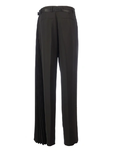 Shop Prada Wide Leg Pants - Plisse Drap Tec In Black