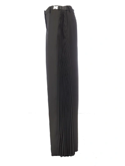 Shop Prada Wide Leg Pants - Plisse Drap Tec In Black
