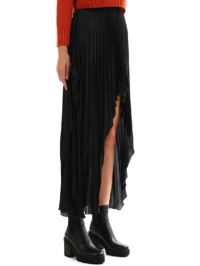 Shop Stella Mccartney Pleated Asymmetric Skirt In Black