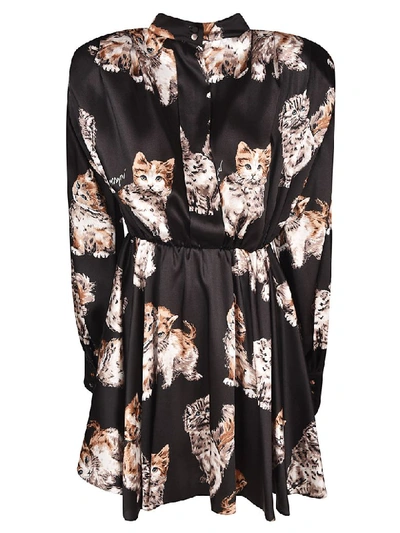 Shop Msgm Cat Print Dress In Nero