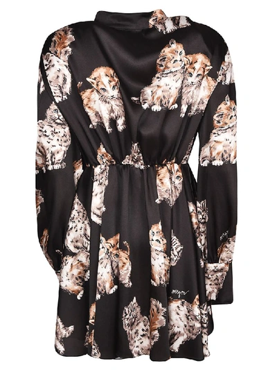 Shop Msgm Cat Print Dress In Nero