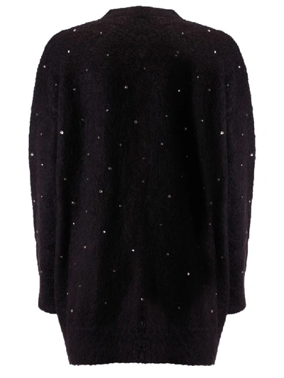 Shop Miu Miu Embellished Cardigan In Black