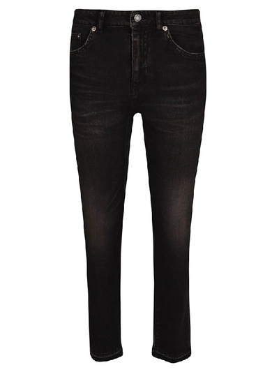 Shop Saint Laurent Skinny Fit Jeans In Sandy Black