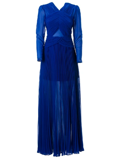 Shop Self-portrait Front Maxi Dress In Cobalt Blue