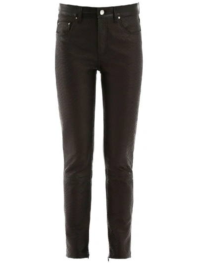 Shop Amiri Python Print Leather Trousers In Black (black)