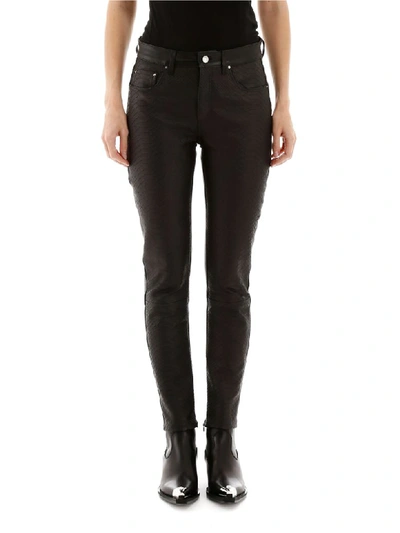 Shop Amiri Python Print Leather Trousers In Black (black)