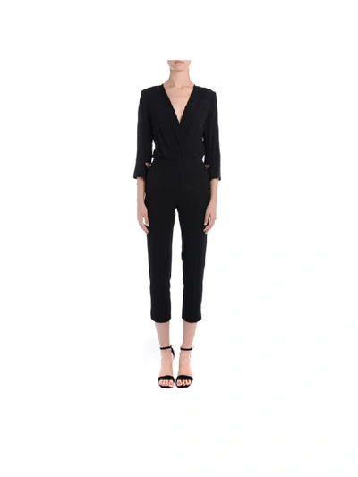 Shop Elisabetta Franchi Celyn B. Elisabetta Franchi Suit In Black Fabric With V-neck In Nero