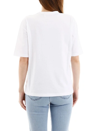 Shop See By Chloé Flock Logo T-shirt In White Powder (white)