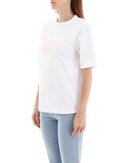 Shop See By Chloé Flock Logo T-shirt In White Powder (white)
