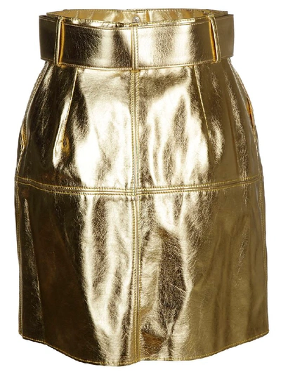 Shop Msgm Gold Mini Skirt