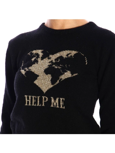 Shop Alberta Ferretti Crew-neck Pullover With Lurex Embroidery Help Me In Black