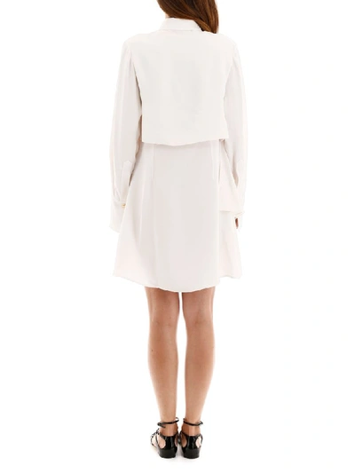 Shop Stella Mccartney Mini Shirt Dress In Natural (white)