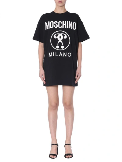 Shop Moschino T-shirt Dress With Logo In Nero