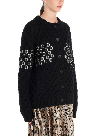 Shop Prada Cordo Canestro Cardigan In Black