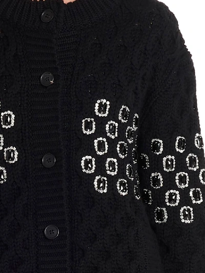 Shop Prada Cordo Canestro Cardigan In Black