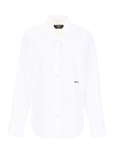Shop Calvin Klein Oversized Shirt With Embroidery In White (white)