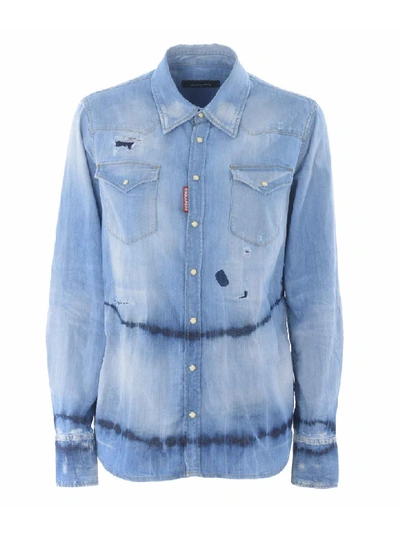 Shop Dsquared2 Camicia  In Denim Stretch