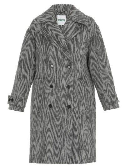 Shop Kenzo Double-breasted Coat In Misty Grey