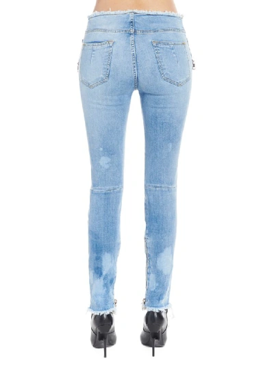 Shop Ben Taverniti Unravel Project Skinny Raw Lace Up Jeans In Blue