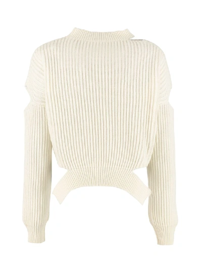 Shop Pinko Scozzese Ribbed Wool Sweater In White