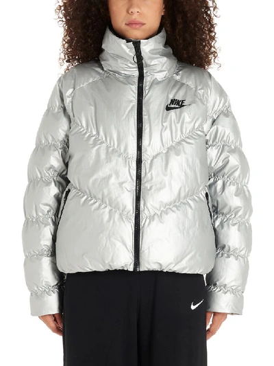 Nike Quilted Padded Metallic Shell Jacket In Silver | ModeSens