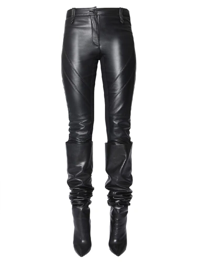 Shop Alberta Ferretti Leather Trousers In Nero