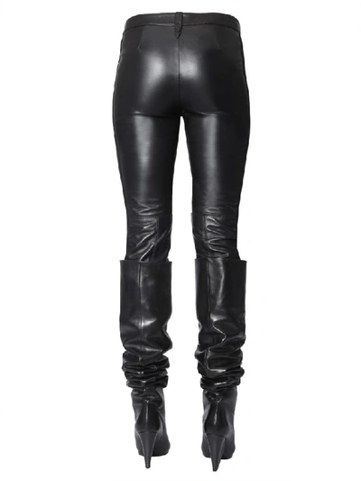 Shop Alberta Ferretti Leather Trousers In Nero