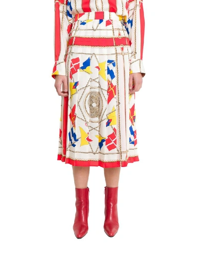 Shop Msgm Pleated Printed Skirt In Multicolor