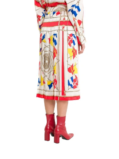 Shop Msgm Pleated Printed Skirt In Multicolor