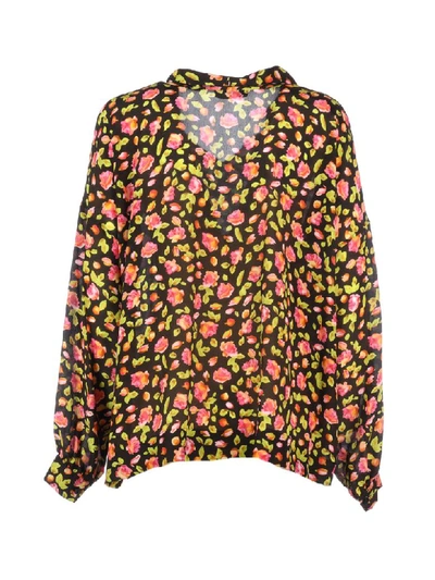 Shop Balenciaga Fluid Vareuse Silk Long Sleeves In Black Pink