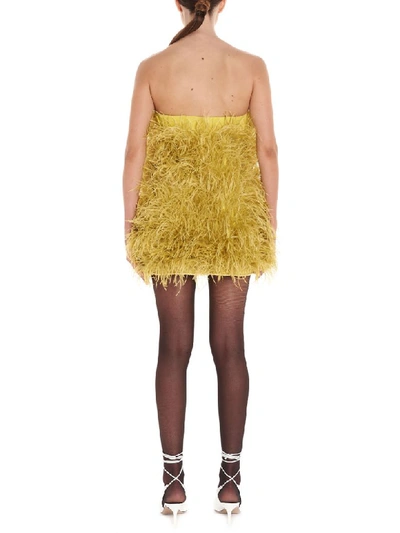 Shop Attico Ostrich Dress In Giallo