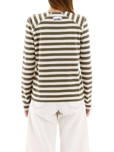 Shop Ganni Striped T-shirt In Kalamata (beige)