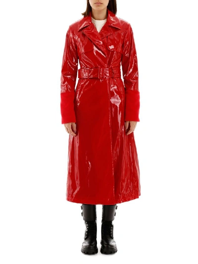 Shop Kirin Vinyl Trench Coat In Red (red)