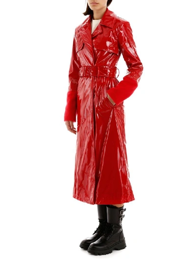 Shop Kirin Vinyl Trench Coat In Red (red)