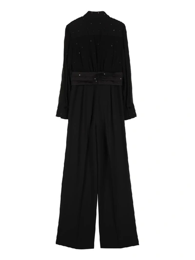 Shop Max Mara Parana Crepe Jumpsuit With Decorations In Black