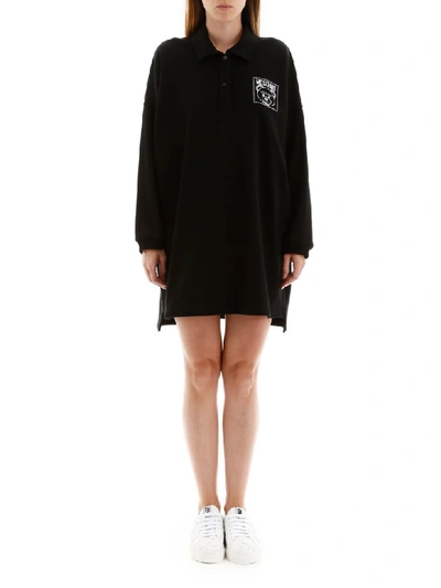 Shop Moschino Teddy Bear Couture Polo Shirt In Black (black)