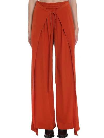 Shop Chloé Pants In Orange Silk
