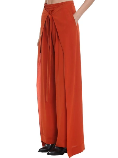 Shop Chloé Pants In Orange Silk